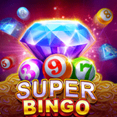 Super Bingo hot game icon with a blue diamond and numbered balls